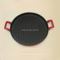 Preseasoned Cast Iron Griddle Plate with Enamel Handle Supplier